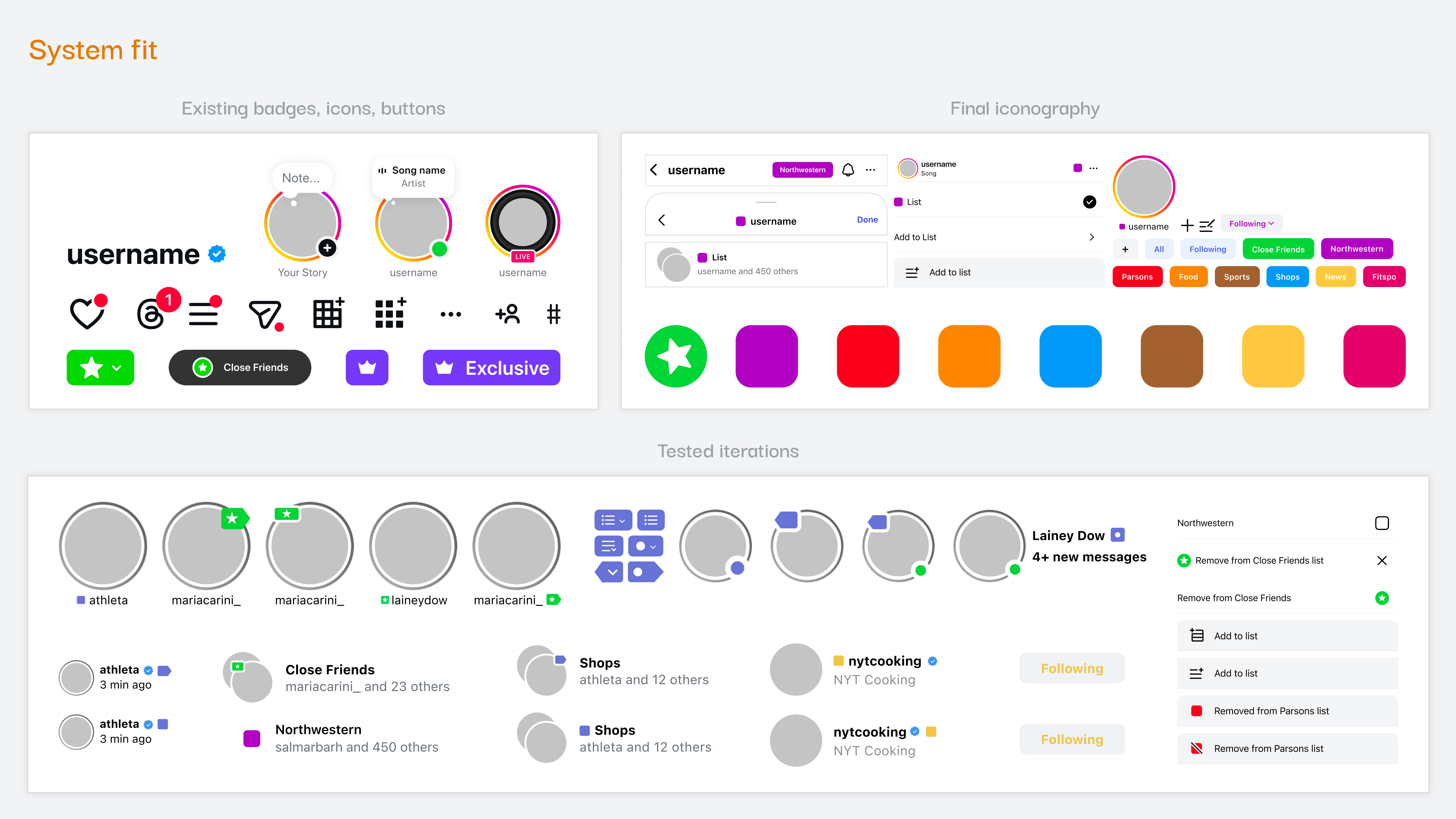 Lists within Instagram's existing design system and iconography.